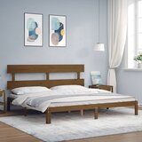 vidaXL Posteljni okvir z vzglavjem medeno rjav 200x200 cm trden les Cene