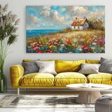  Slika krajolika na platnu seoska kuća u cvijeću | akrilni detalji | shoptok.hr