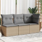  The Living Store Vrtni kavč z blazinami 3-sedežni bež poli ratan - Vrtni Kavč, (21465865) | Shoptok.si