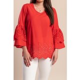 Fenzy Pamučna Bluza Plus Veličine S Volanima, Crvena | shoptok.hr