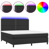 Krevet box spring s madracem LED crni 180x200cm od umjetne kože | shoptok.hr