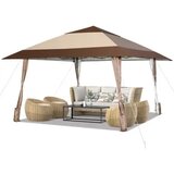  Gazebo paviljon sa mehanizmom 390x390cm Bež Slike