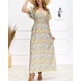 Resti Blue and yellow women's floral midi dress - Shoes | Shoptok.si