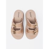 SEASTAR Flip-flops with gold buckles on the platform beige | Shoptok.si