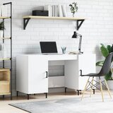 Maison Chic Pisalna miza - pisarniška miza - Računalniška miza visok sijaj bela 140x50x75 cm inženirski les, (21785207) | Shoptok.si
