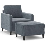  Fotelj s stolčkom za noge temno siv 60 cm žamet | Shoptok.si