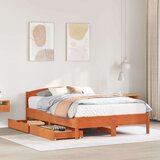 Maison Chic Posteljni okvir - Dvoposteljna postelja - Zakonska postelja brez vzmetnice voščeno rjav 120x190 cm borovina-J13173, (21761843) | Shoptok.si