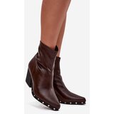 Boto Women's Cowboy Boots Made of Eco Leather with Heel Brown Abrielle | Shoptok.si