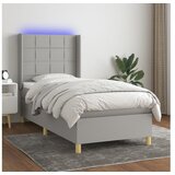  Krevet box spring s madracem LED svjetlosivi 90x190 cm tkanina | shoptok.hr