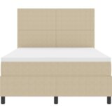 Box Spring Postelja z vzmetnico & LED Luč Bež 140x200 cm Suknjičasta tkanina, (22081182) | Shoptok.si