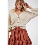 Happiness İstanbul Women's Cream V-Neck Buttoned Knitwear Cardigan Cene