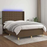  Box spring postelja z vzmetnico LED temno rjava 140x190cm blago, (20901432) Cene
