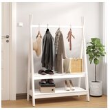  Stojalo za oblačila belo 100x45,5x150 cm trdna borovina | Shoptok.si