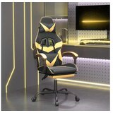  Igraća stolica od umjetne kože s osloncem za noge Crna i zlatna | shoptok.hr