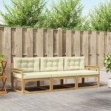  Set vanjskih sofa s jastukom 3 pcs Bijela i krem Poliester | shoptok.hr