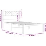  Metalni okvir za krevet s uzglavljem crni 90x190 cm | shoptok.hr
