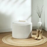  Tabure za odlaganje s prostorom za pohranu okrugli oslonac za noge korduro tkanina MDF krem ​​bijela | shoptok.hr
