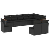  10-dijelni set vrtnih sofa s jastucima crni od poliratana Crna 62 x 62 x 69 cm | Shoptok.si