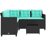  Vrtna sofa sa stolom i jastucima L-oblika crni poli ratan | shoptok.hr