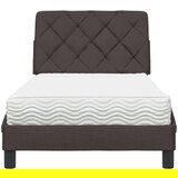  Postelja z vzmetnico temno rjava 80x200 cm blago | Shoptok.si