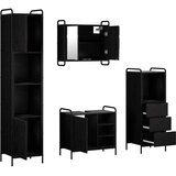  Set ormarića za kupaonicu 4 kom. Crni hrast 40 x 36 x 181 cm - Crni hrast Kupaonski ormarić (1 vrata i 1 polica) + viseći ormari | shoptok.hr