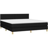  Box spring postelja z vzmetnico LED črna 160x200 cm blago, (20901474) | Shoptok.si