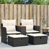 Maison Chic Vrtni kavč - Zunanji kavč dvosed s stolčki črn poli ratan, (22042009) | Shoptok.si