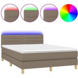  box spring s madracem LED smeđesivi 140x200 cm tkanina | shoptok.hr
