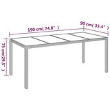  Vrtni stol sa staklenom pločom sivi 190x90x75 cm od poliratana | shoptok.hr