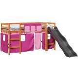 vidaXL Dječji krevet na kat i zavjese ružičasti 80 x 200 cm borovina | shoptok.hr