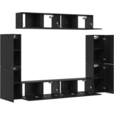 vidaXL Komplet TV omaric s polico 8 pcs Črni hrast 80 x 30 x 30.5 cm | Shoptok.si