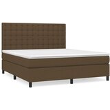 vidaXL Box spring postelja z vzmetnico temno rjava 180x200 cm blago, (20900544) Cene