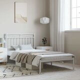  Metalni okvir za krevet s uzglavljem bijeli 100x200 cm | shoptok.hr