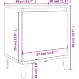  Noćni ormarić s metalnim nogama boja hrasta 40 x 30 x 50 cm | shoptok.hr
