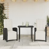 vidaXL 3-dijelni bistro set s jastucima crni od poliratana Cijene