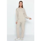 Trendyol Stone Cotton Tunic-Pants Knitted Top and Bottom Set Cene