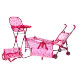  Krevet za lutke s visokom stolicom i kolicima Inlea4Fun BABY PLAY HOUSE | shoptok.hr