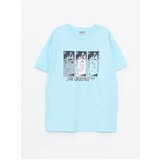 LC Waikiki Blue-Colored, 100% Cotton Combed Combed Crew Neck Printed Short Sleeve Boys' T-shirt. cene