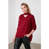 Trendyol Ženski džemper Choker Collar crna | tamnocrvena Cene