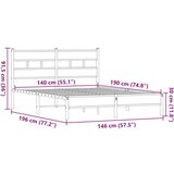 vidaXL Posteljni okvir brez vzmetnice hrast 140x190 cm inženirski les | Shoptok.si