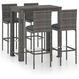  5-dijelni vrtni barski set od poliratana s jastucima sivi Siva 100 cm table length | Shoptok.si