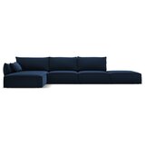 Mazzini Sofas Temno modra žametna kotna sedežna garnitura (levi kot/z ležalnikom) Vanda – Cene