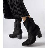Gemre Black lace cowboy boots on a block heel Desjardins | shoptok.hr