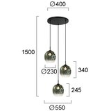  Luster na sajli MIRROR 3xE27/14W/230V zadimljeno zelene boje | Eponuda.com