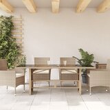  Vrtni stol sa staklenom pločom bež 190x80x74 cm od poliratana | shoptok.hr