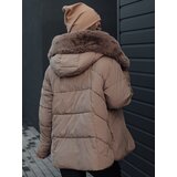 DStreet Kurtka damska zimowa LUNAVI pikowana z futerkiem beżowa | shoptok.hr