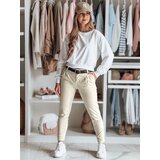 DStreet Spodnie damskie chinosy z paskiem MODELA jasnobeżowe | shoptok.hr
