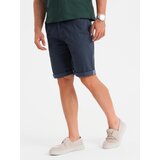 Ombre Men's classic chino shorts with rolled up leg - navy blue | shoptok.hr