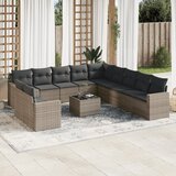 vidaXL 12-dijelni set vrtnih sofa od poliratana s jastucima sivi Cijene