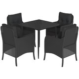  5-dijelni vrtni blagovaonski set s jastucima od poliratana crni | shoptok.hr
